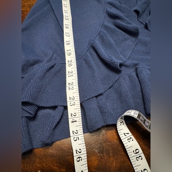 Lilly Pulitzer Navy Blue Cascade Open Front Shirley Ruffle Knit Cardigan Sz M - Picture 8 of 9